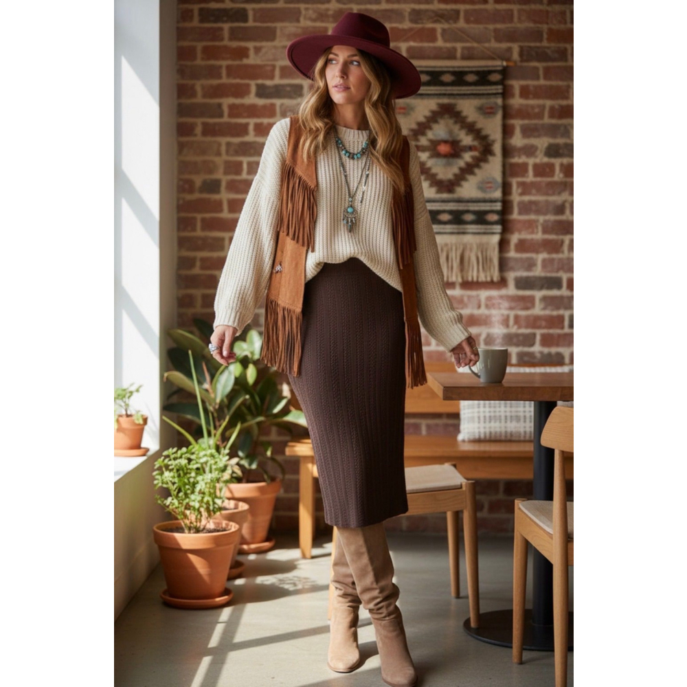 The Workshop MIDI Mocha w/side slit size small nwt